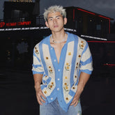 Men's Luxury Crochet Open-Knit Shirt